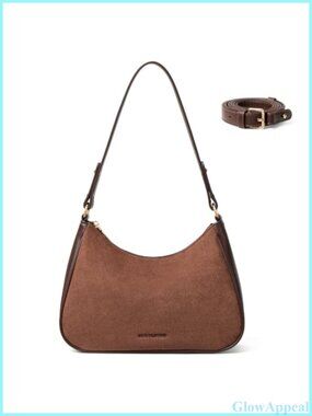 Suede Vegan Leather Crescent Shoulder Bag Crossbody Purse